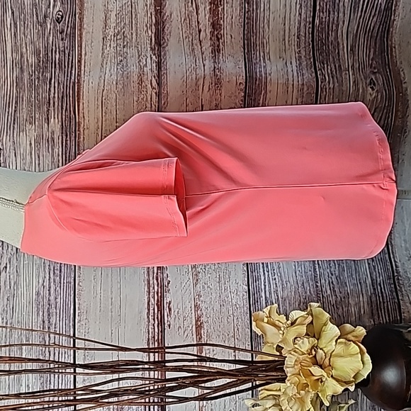 NWT TOMMY HILFIGER MELON ORANGE SHORT SLEEVE SPLIT V NECK PULLOVER TOP - Picture 8 of 15